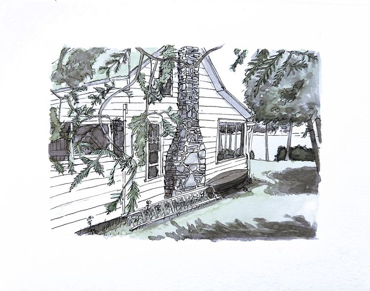 side yard of cottage