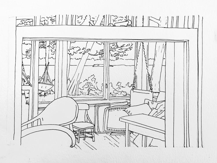 camp porch line drawing