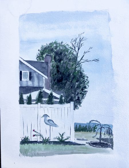 Watercolor Fence Heron River