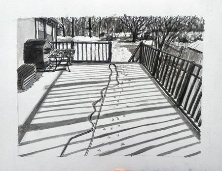 Winter Porch Morning Shadows