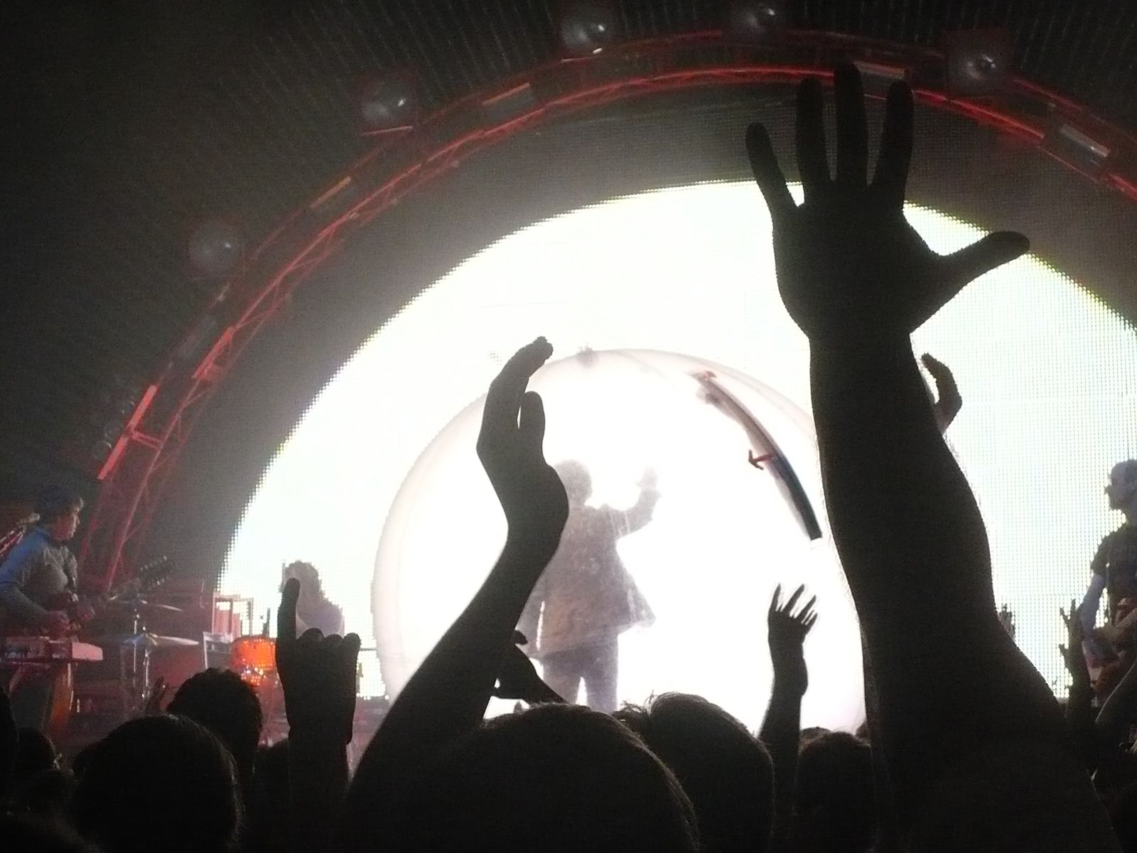 The Flaming Lips on stage at the Bank of America Pavilion