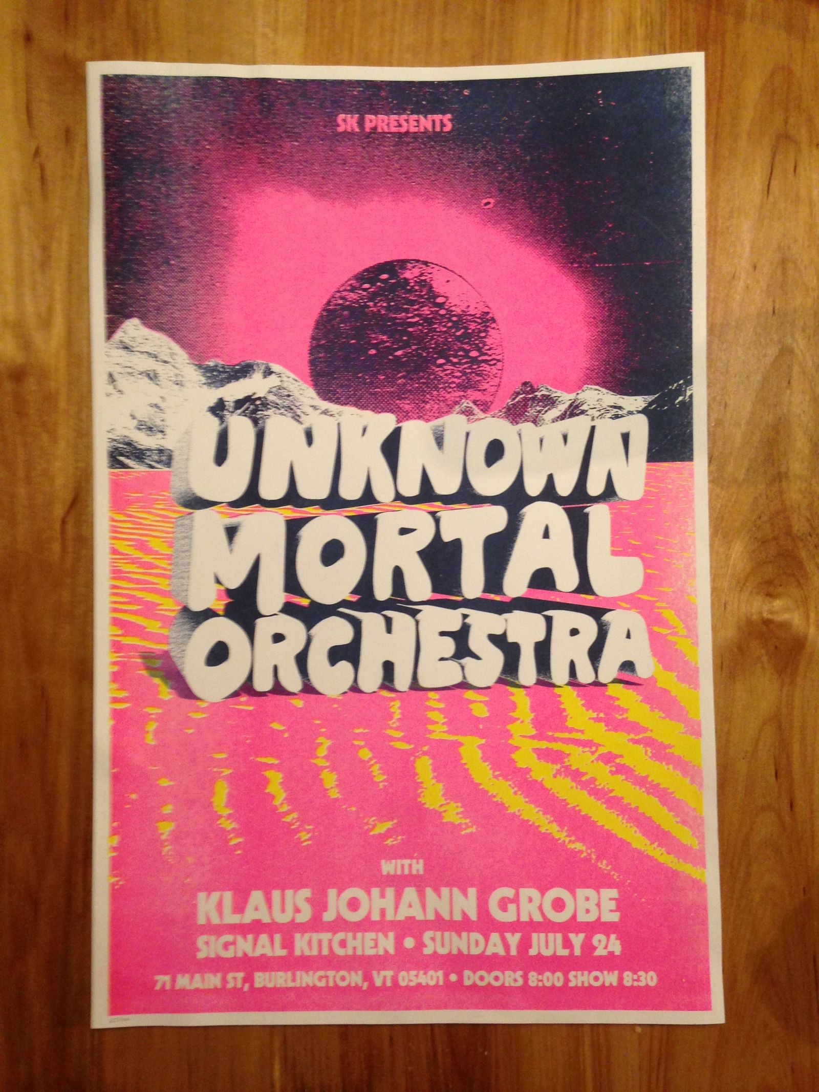 Poster from the Unknown Mortal Orchestra at Signal Kitchen show