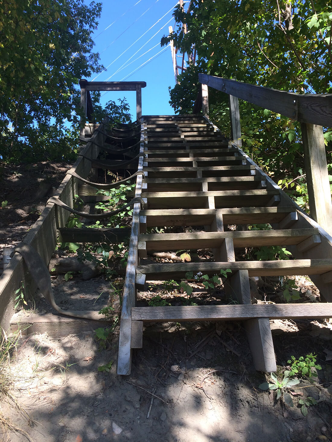 stairs down a steep ravine into the river for humans and their boats