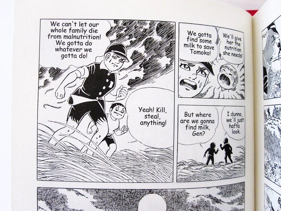 Barefoot gen page with the two brothers wanting to support their family during war.